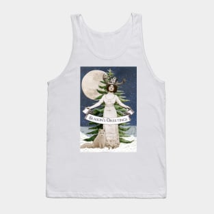 Forest Fir and Arctic Fox Seasons Greetings Tank Top